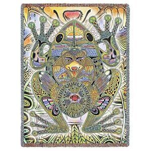 New Frog Northwest Woven Cotton Afghan Throw Blanket Frogs Bear Native American